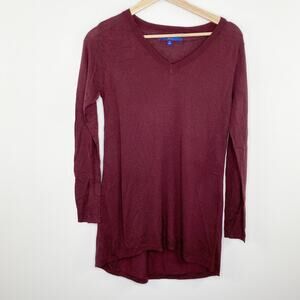 Apt. 9 Maroon V-Neck Long Sleeve Tunic Sweater Women's Size Small Petite SP